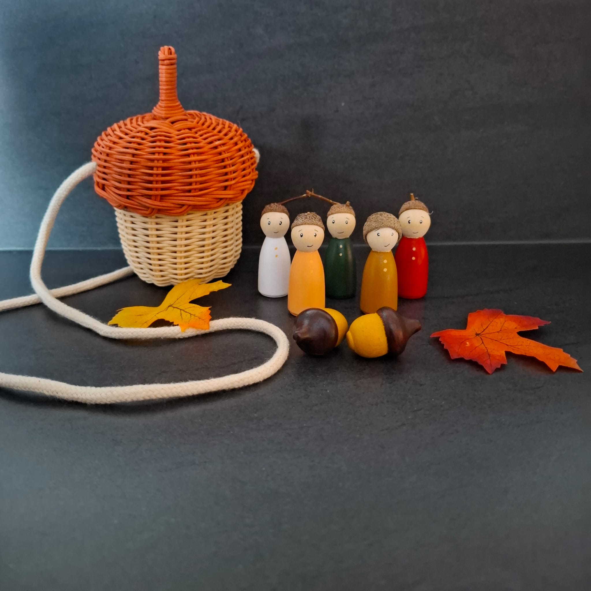 Herfst - eikelmandje set